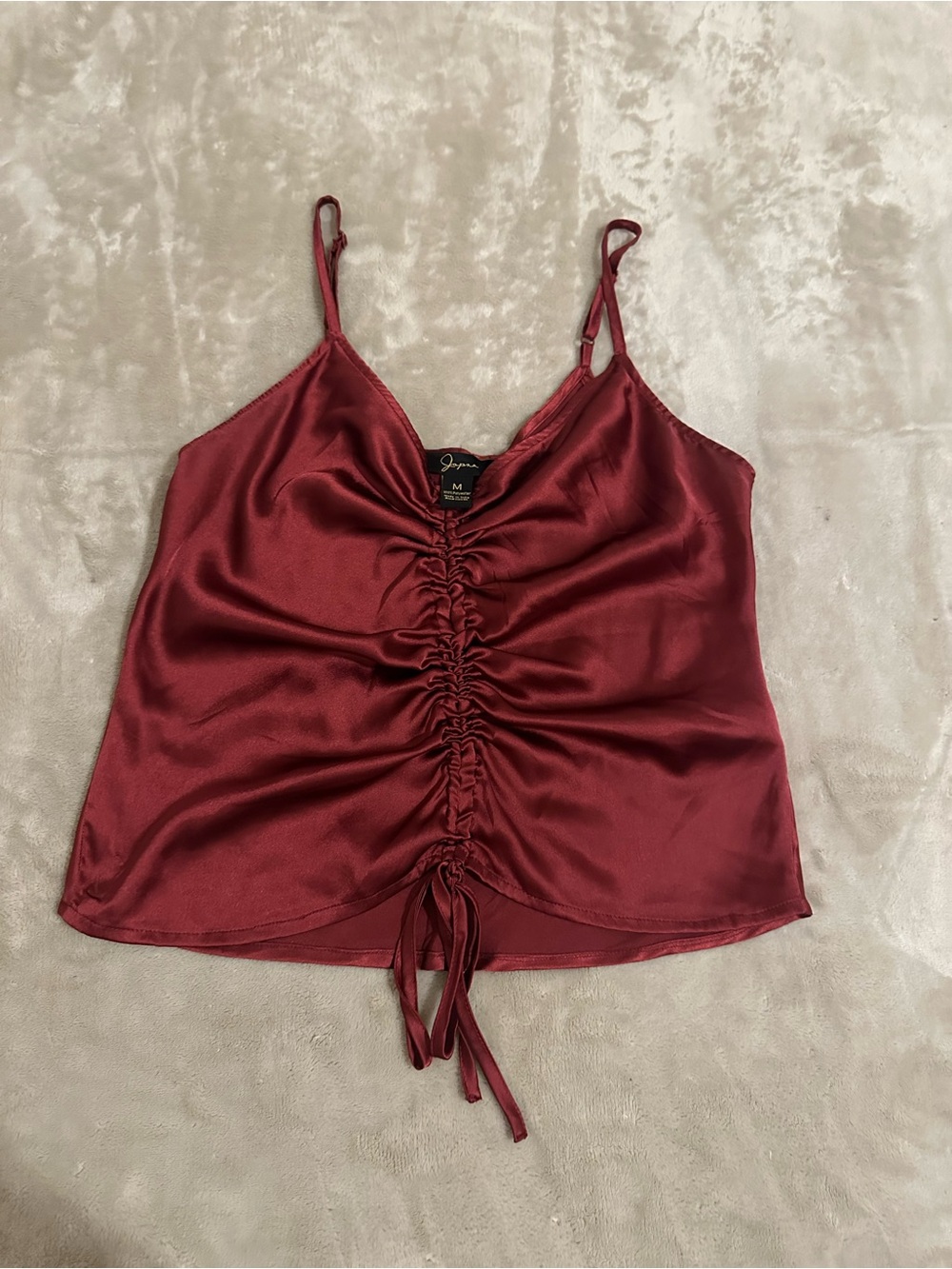 Red Satin Drawstring Cami Top